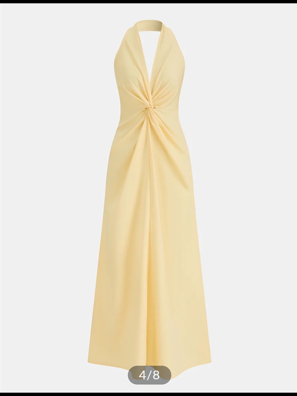 Commense Halter Knot-Front Maxi Dress in Pale Yellow - Picture 2 of 4